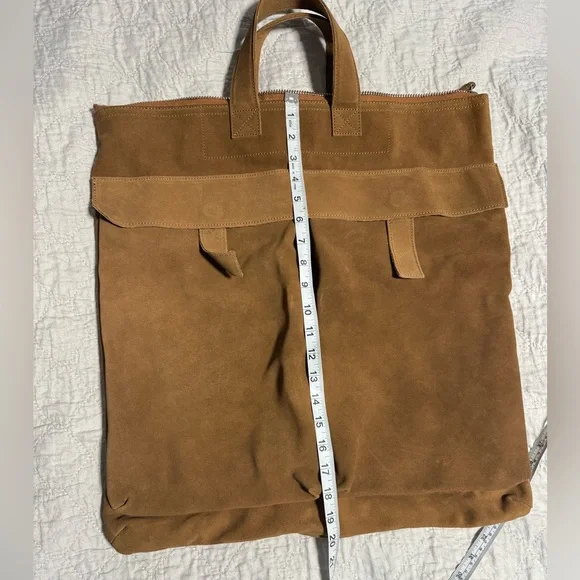 Men's H&M Atelier Suede Tote Bag Brown Large Minimalist Leather Shopper A/W 2025 - Picture 8 of 12
